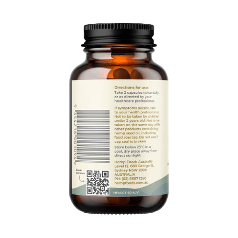 Pain Relief with Hemp Gold Seed Oil 60 Capsules back view