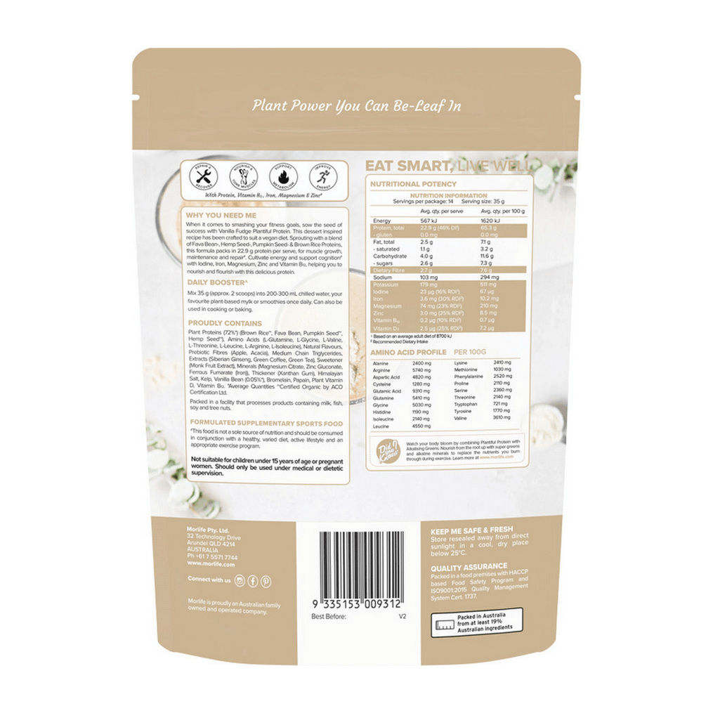 Protein Vanilla Fudge 510g - Morlife rear view