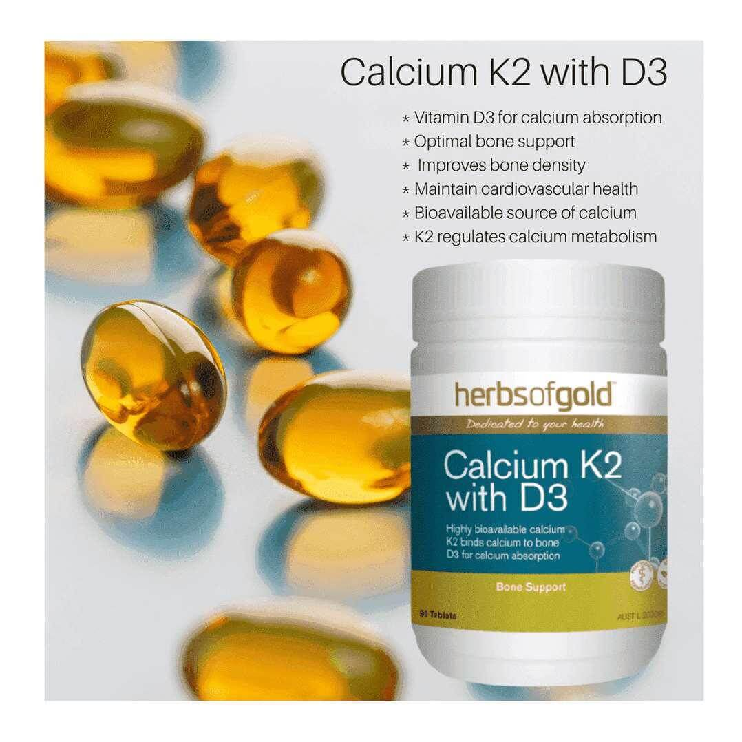 Calcium K2 with D3 - Optimal Bone Support - Health Support